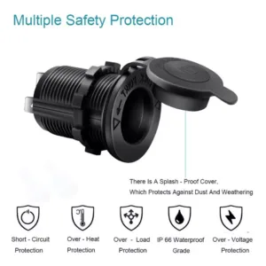 12V Waterproof Car Cigarette Lighter Socket Outlet Charger Power Adapter Plug US