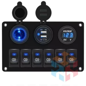 12V LED 6 Gang On/Off Rocker Switch Panel Car Truck Boat Marine Inline Fuse Box