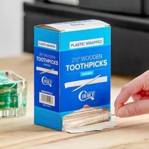 Choice Mint Individually Wrapped Round Wooden Tooth Picks 1000