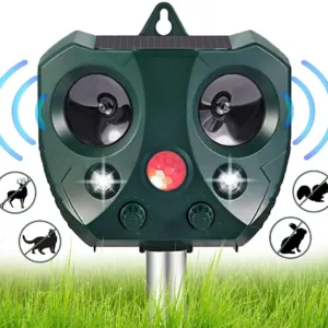 Upgraded Solar Ultrasonic Animal Repellent Dog Cat Skunk Deer Raccoon For Garden