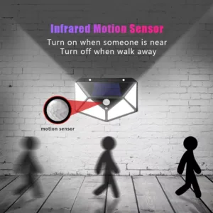 100 LED Solar Power PIR Motion Sensor Wall Light Outdoor Waterproof Garden Lamp