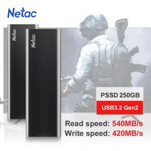 Netac 250GB Portable SSD USB 3.2 Gen2 10Gbps Type-C External Solid State Drive
