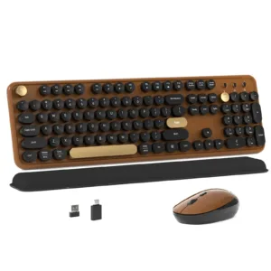 Colorful Wireless Computer Keyboard and Mouse Combo with Round Typewriter Key...