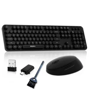 Wireless Keyboard and Mouse Cute Colorful 104 Keys Full Size Typewriter Keybo...