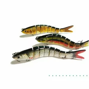 Fishing Lure 8-Segments Fish Bass Minnow Swimbait Tackle Hook Lure Crank Bait US