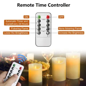 LED Flameless Candles Wax Pillar Battery Operated Candle Remote Control Timer