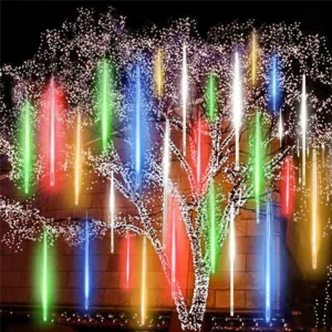 Solar Meteor Shower Lights Waterproof Light Tube String Garden Outdoor Decor US