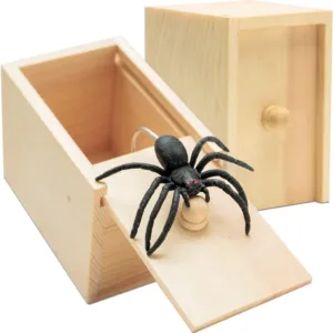 Wooden Prank Spider Scare Box Hidden in Case Trick Play Joke Scarebox Gag Toy