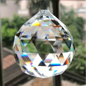 K9 FENG SHUI HANGING CRYSTAL BALL Clear Faceted Sphere Sun Catcher Rainbow Prism