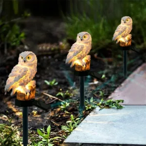 Waterproof Solar Power LED Light Garden Yard Lawn Owl Landscape Ornament Light