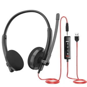 HROEENOI Premium BesUSB Wired Headset Headphone with Noise-Cancelling Microphone