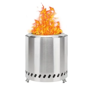 8.6" Smokeless Fire Pit Portable Outdoor Wood Burning Firepit Stainless Steel