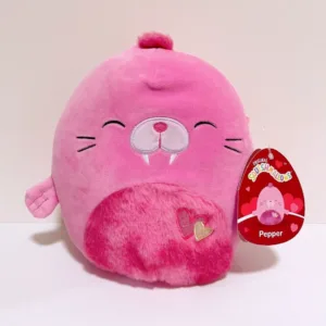Squishmallows 2024 Valentine Squad 8" Pepper the Pink Walrus Animal Plush Doll