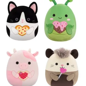 Set 4 Squishmallows 2025 Valentine Squad Cow Cat Grasshopper 5" Mini Plush Doll