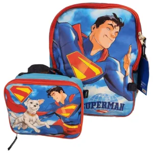 SUPERMAN Boys School 16" Backpack with Detachable Lunch Bag Kit