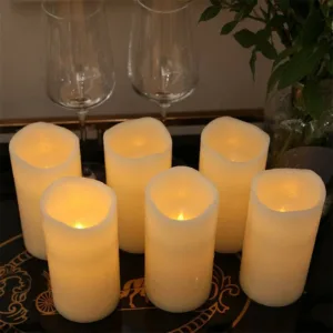 6x LED Flameless Candles Wax Pillar Battery Operated Candle Remote Control Timer