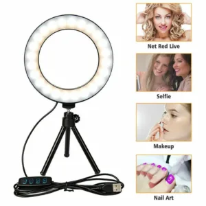 6" LED Ring Fill Light Studio Photo Video USB Dimmable Lamp Selfie Portable