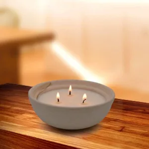 Citronella Candles in Coarse Pottery Container Natural Soy Wax Candle Outdoor