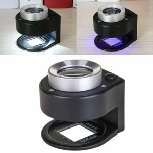 30X Loupe Magnifier with 6 Light Desktop Portable Metal Magnifier Folding Scale