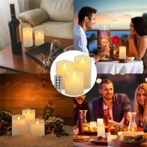 LED Flameless Candles Wax Pillar Battery Operated Candle Remote Control Timer