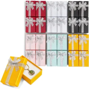 24 Pack Jewelry Boxes Necklace Earrings Ring Gift Box Cardboard Bulk, 2x3x1"