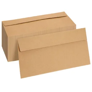 100 Pack #10 Brown Envelopes, Gummed Seal for Invitations, Letters, Certificates