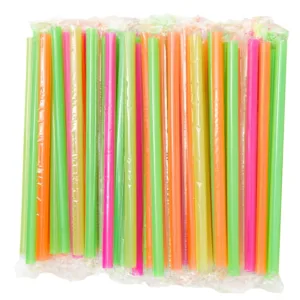 100 Pcs Plastic Disposable Straws for Boba, Jumbo Straws, 10"