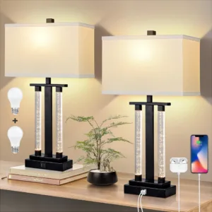 Modern Table Lamps Set of 2, 3-Way Lighting Modes Bedside Lamp for Bedroom Ni...