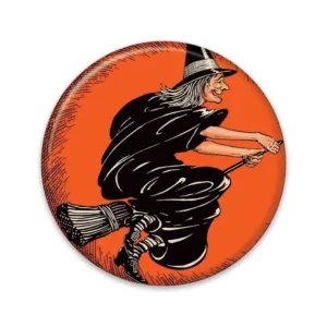 Beistle Vintage Halloween Flying Witch Button - Party Supply Decoration