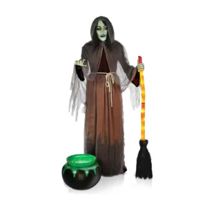 Halloween Animatronic Scary Witch Outdoor Decoration, Sound and Motion Activated