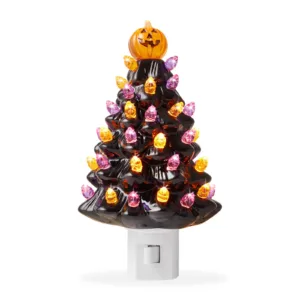 Ceramic Black Halloween Tree Plug-in Decorative Night Light
