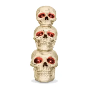 Stacked Skulls with LED Eyes and Sound, 27.5" Scary Skeleton Halloween Décor