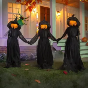 Halloween Lighted Witch Outdoor Stakes (Set of 3)
