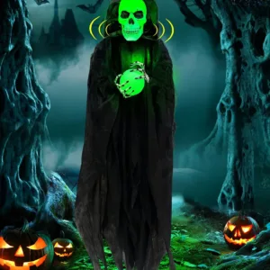 Grim Reaper Halloween Skeleton Animatronic Animated Decor 65" Ghost Creepy Sound