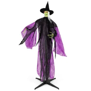 7.2 FT Halloween Animatronic Witch with Light up Eyes Creepy Sounds & Movements