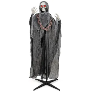 6.4 FT Standing Grim Reaper Halloween Animatronic Decoration w/ Light up Eyes
