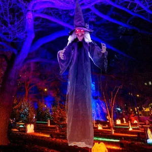 6 FT Halloween Animatronic Witch Hanging Decoration with Red Eyes & Posable Arms