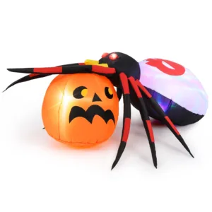 5 x 4.6 ft Inflatable Spider w/ Pumpkin LED Lighted Halloween Decoration w/