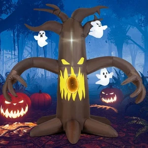 7.8 Ft Halloween Inflatables Scary Dead Tree Halloween Decoration with Ghost