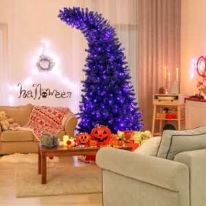 7 FT Artificial Halloween Tree Hinged Holiday Decoration with 400 LED Lights
