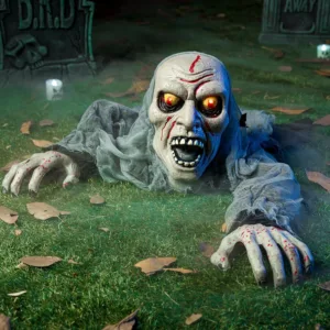 Light-Up Zombie Groundbreaker Halloween Decor with Sound & Bloodstain, Haunted P
