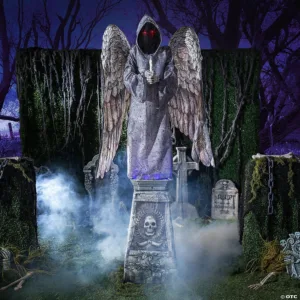 Cemetery Angel Animated Halloween 8 FT Prop Animatronic Graveyard Haunted Decor