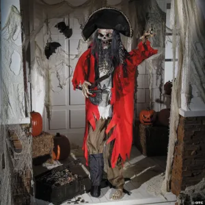Standing Animated Plastic Skeleton Pirate Halloween Decoration