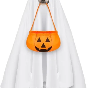 Halloween Ghost Dog Costume and Halloween Bucket, for Medium Large Dogs