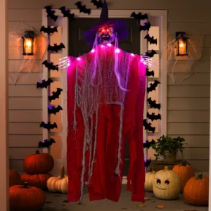 Halloween Lifesize Talking Witch Animated Display Prop w/ LED Eyes&Spooky Sounds