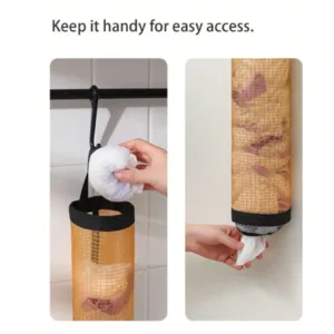 1 Pc Plastic Bag Holder Grocery Bag Holder Mesh Hanging Storage Bag Dispenser