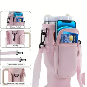 Water Bottle Carrier Bag with Pouch Pocket for Stanley Cup 40 Oz Tumbler Pouch