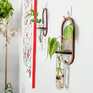 Wall Planter Vase Bohemia Flower Wooden Hanging Indoor Plant Propagation Station
