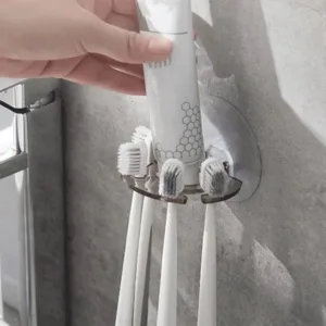 Toothbrush Holder Wall Mount Sucker Suction Cup Toothpaste Storage for Washroom