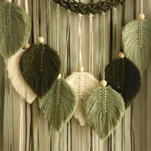 Macrame Leaves Wall Hanging Chic Feather Boho Macrame Wall Decor Handmade Tassel